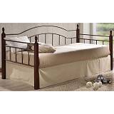 VINCENT Daybed Κρεβάτι Μονό Μέταλλο Βαφή Μαύρο, Ξύλο Καρυδί Ε-00017401 Ε8072