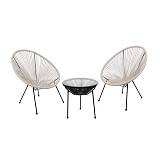 ACAPULCO Set Κήπου - Βεράντας: Τραπέζι+2 Πολυθρόνες, Μέταλλο Μαύρο / Rattan Άσπρο & Μαύρο Ε-00026788 Ε245,12S