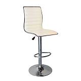 ALFI Σκαμπό BAR με Πλάτη, Βάση Χρώμιο, PU Άσπρο Ρύθμιση Ύψους, Περιστρεφόμενο Ε-00017228 ΕΜ970,1