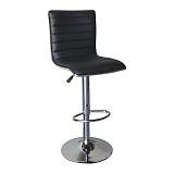 ALFI Σκαμπό BAR με Πλάτη, Βάση Χρώμιο, PU Μαύρο, Ρύθμιση Ύψους, Περιστρεφόμενο Ε-00013749 ΕΜ970