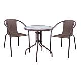 BALENO-W Set Κήπου - Βεράντας: Τραπέζι + 2 Πολυθρόνες Μέταλλο Καφέ - Wicker Brown Ε-00026358 Ε240W