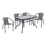 BALENO-W Set Τραπεζαρία Κήπου: Τραπέζι + 4 Πολυθρόνες Μέταλλο Ανθρακί, Wicker Mixed Grey Ε-00026362 Ε240,4W