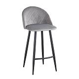 BELLA Σκαμπό BAR με Πλάτη, Μέταλλο Βαφή Μαύρο, Ύφασμα Velure Απόχρωση Γκρι Ε-00022834 ΕΜ758,2