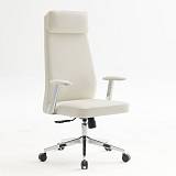 BF8800 Πολυθρόνα Γραφείου Διευθυντή, Pu Άσπρο, Βάση & Μπράτσα Χρώμιο Ε-00026003 ΕΟ612,2