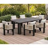 BOSTON Dining Set Τραπεζαρία Κήπου Βεράντας: Τραπέζι + 6 Πολυθρόνες Alu Ανθρακί - Μπεζ Ε-00026572 Ε6753,1
