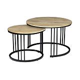 BOZZO Set-2 Τραπεζάκια Σαλονιού-Καθιστικού, Μέταλλο Μαύρο, Απόχρωση Sonoma Ε-00025701 ΕΜ9601,S1