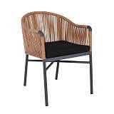 BRAGA Πολυθρόνα Βεράντας-Κήπου ALU Ανθρακί, Wicker Φυσικό, Μαξιλάρι Μαύρο Ε-00026090 Ε6781