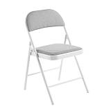 BRENDA Καρέκλα Πτυσσόμενη, Μέταλλο Βαφή Άσπρο, Ύφασμα Γκρι Ε-00025493 Ε5570,5