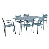 BRIO Slat Set Τραπεζαρία Κήπου -Βεράντας (6+1), Μέταλλο Βαφή Sandy Blue 5415C Ε-00026398 Ε546,2S