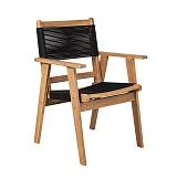 COFFEE Dining Πολυθρόνα Βεράντας - Κήπου, Ξύλο Ακακία Φυσικό, Rope Wicker Μαύρο Ε-00026005 Ε2350,1