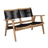 COFFEE Living Καναπές 2θέσιος Καθιστικού Βεράντας-Κήπου, ΑκακίαΦυσικό-Rope Wicker Μαύρο Ε-00026009 Ε2352,1