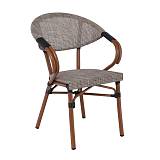 COSTA Πολυθρόνα Dining Αλουμινίου, Απόχρωση Καρυδί Textilene Μπεζ Ε-00026407 Ε286,3