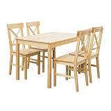 DAILY Set Τραπεζαρία Ξύλινη Σαλονιού - Κουζίνας: Τραπέζι + 4 Καρέκλες, Φυσικό Pine Ε-00025533 Ε783,3S