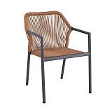 DINA Πολυθρόνα Βεράντας-Κήπου ALU Ανθρακί, Rope Wicker Φυσικό, Στοιβαζόμενη Ε-00026089 Ε6775,1