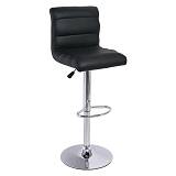 DYLAN Σκαμπό BAR με Πλάτη, Χρώμιο, Pu Μαύρο, Ρυθμιζόμενο Ύψος, Περιστρεφόμενο Ε-00012636 ΕΜ112,1