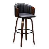 ENZO Σκαμπό Bar Καρυδί, Pu Μαύρο Ε-00025384 Ε7519,1