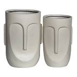 FLOWER POT-TOTEM Set 2 τεμαχίων, Cement Απόχρωση Sand Brown Ε-00025155 Ε6321,S