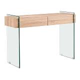 GLASSER Wood Κονσόλα Διάφανο Γυαλί 12mm - με Συρτάρια Απόχρωση Δρυς Ε-00025635 ΕΜ841,1