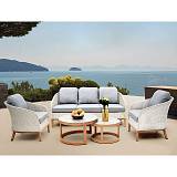 IBIZA Set Σαλόνι Κήπου: 3θέσιο +2 Πολυθρόνες+2 Τραπεζάκια ALU Φυσικό-Wicker Άσπρο-Μαξιλ.Γκρι Ε-00026039 Ε6875