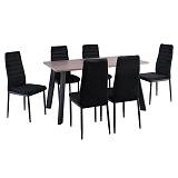 JETTA-BAXTER Τραπεζαρία Μέταλλ ο Βαφή Μαύρο, Τραπέζι Sonoma Oak + 6 Καρέκλες Velure Μαύρο Ε-00026405 ΕΜ966,S3