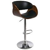 JOY Σκαμπό BAR με Πλάτη, Βάση Χρώμιο, Καρυδί - PU Μαύρο, Ρυθμιζόμενο Ύψος Ε-00021096 ΕΜ105,1