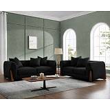 KANSAS Set Σαλόνι - Καθιστικό, 2Θέσιος-3Θέσιος, Teddy Ύφασμα Μαύρο Ε-00026595 Ε9447,S2