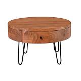 KARIM-W Τραπεζάκι Σαλονιού Καθιστικού, Μέταλλο Βαφή Μαύρο, Ξύλο Ακακία Φυσικό Ε-00025419 ΕΑ7077,W