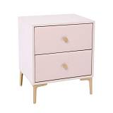 LANA Κομοδίνο με 2 Συρτάρια, Απόχρωση Εκρού, με πρόσοψη Pu Καπιτονέ Ε-00026066 Ε7503,1