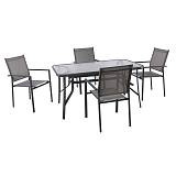 LANSON - RIO Set Τραπεζαρία Μέταλλο Ανθρακί, Textilene Γκρι: Τραπέζι + 4 Πολυθρόνες Ε-00026319 Ε6765,1S