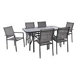 LANSON - RIO Set Τραπεζαρία Μέταλλο Ανθρακί, Textilene Γκρι: Τραπέζι + 6 Πολυθρόνες Ε-00026321 Ε6765,S1