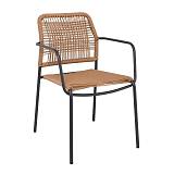 LUIGI Πολυθρόνα Βεράντας-Κήπου Μέταλλο Βαφή Ανθρακί, Rope Wicker Φυσικό, Στοιβαζόμενη Ε-00026076 Ε6723,1