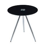 MABEL Τραπεζάκι Βοηθητικό Μέταλλο Χρώμιο - Γυαλί Μαύρο Tempered 8mm Ε-00025624 ΕΜ938,Β