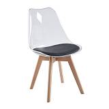 MARTIN Καρέκλα Ξύλο, PET Clear, PU Μαύρο, Μονταρισμένη Ταπετσαρία Ε-00025445 ΕΜ136,241