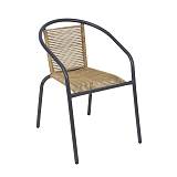 MIKA Πολυθρόνα Στοιβαζόμενη Κήπου, Μέταλλο Βαφή Ανθρακί, PE Rattan Φυσικό Ε-00026031 Ε2390,1