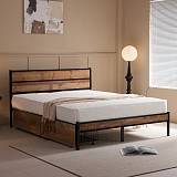 PALLET Κρεβάτι Διπλό-Συρτάρια, για Στρώμα 160x200cm, Μέταλλο Βαφή Μαύρο, Antique Oak Ε-00026028 Ε8431,1