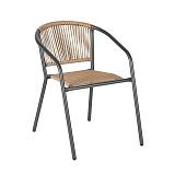 PATTY Πολυθρόνα Στοιβαζόμενη Κήπου, Μέταλλο Βαφή Ανθρακί, PE Rattan Φυσικό Ε-00026036 Ε2391,1