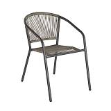 PATTY Πολυθρόνα Στοιβαζόμενη Κήπου, Μέταλλο Βαφή Ανθρακί, PE Rattan Γκρι Ε-00026037 Ε2391,2