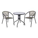 PATTY Set Κήπου - Βεράντας: Τραπέζι + 2 Πολυθρόνες Μέταλλο Βαφή Ανθρακί, PE Rattan Γκρι Ε-00026864 Ε2391,2S