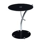 RAVEL Τραπεζάκι Βοηθητικό Χρώμιο - Γυαλί Μαύρο Tempered Ε-00025625 ΕΜ939,Β