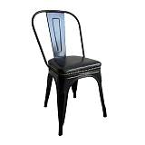 RELIX Καρέκλα Στοιβαζόμενη, Μέταλλο Βαφή Μαύρo, Κάθισμα Pu Μαύρο Ε-00025766 Ε5191P,15W