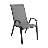 RIO Πολυθρόνα Στοιβαζόμενη Κήπου, Μέταλλο Βαφή Μαύρο, Textilene Γκρι (4,20kg) Ε-00019931 Ε270,4