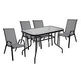 RIO Set Τραπεζαρία Κήπου Μέταλλο Βαφή Μαύρο, Textilene Γκρι: Τραπέζι + 4 Πολυθρόνες Ε-00026559 Ε270,4S