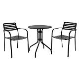 ROMA Set Κήπου-Βεράντας: Τραπέζι + 2 Πολυθρόνες, Μέταλλο Βαφή Μαύρο Ε-00026874 Ε527,S