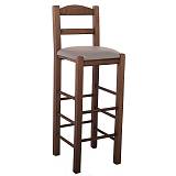 ΣΙΦΝΟΣ Σκαμπό BAR με Πλάτη, Οξιά Βαφή Εμποτισμός Καρυδί, Κάθισμα Pu Cappuccino Ρ-00026343 Ρ980,Ε2Τ1