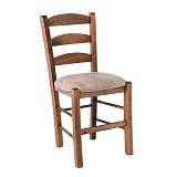 ΣΚΥΡΟΣ Καρέκλα Οξιά Βαφή Εμποτισμού Καρυδί, Κάθισμα Suede Μπεζ Ρ-00026812 Ρ930,Ε2Τ3