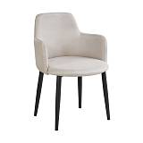 SOUL Πολυθρόνα Τραπεζαρίας Σαλονιού - Κουζίνας, Μέταλλο Βαφή Μαύρο, Ύφασμα Μπεζ Ε-00026658 ΕΜ713,4