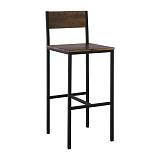 STAB Σκαμπό BAR με Πλάτη, Μέταλλο Βαφή Ανθρακί, Κάθισμα Απόχρωση Antique Brown Ε-00021322 ΕΜ9801