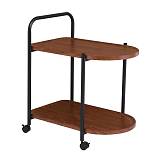 TROLLEY - Βοηθητικό Τραπεζάκι Μέταλλο Βαφή Μαύρο, MDF with PVC Απόχρωση Καρυδί Ε-00025684 ΕΜ461