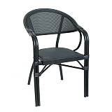 VEGERA Πολυθρόνα Dining Αλουμίνιο Βαφή Μαύρο Textilene Μαύρο, Στοιβαζόμενη Ε-00025663 Ε258,14