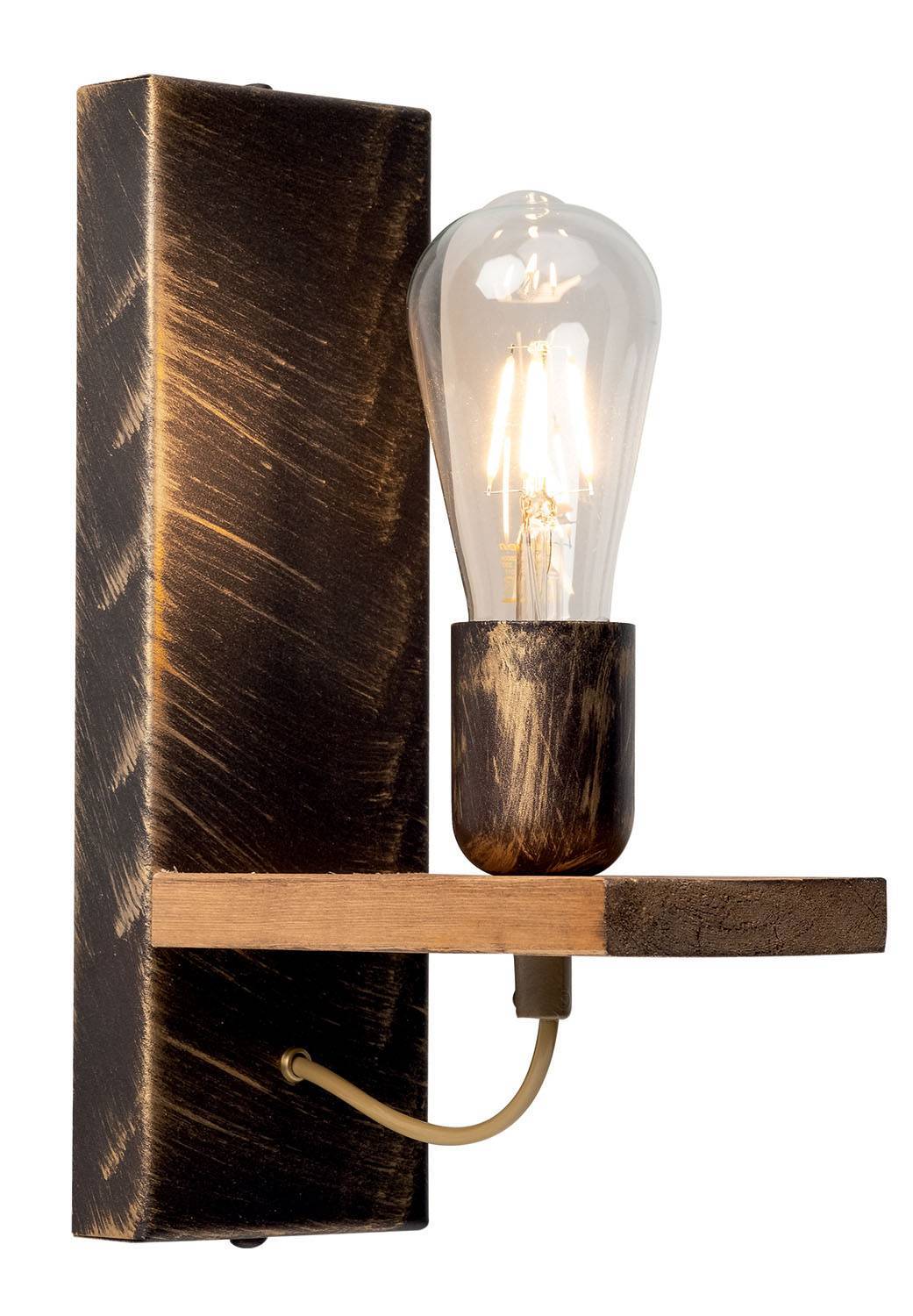 Απλίκα Ξύλο/Μέταλλο σκουριά/πατίνα χρυσή Ε27